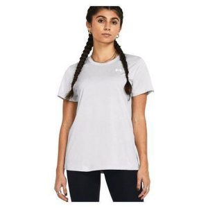 Koszulka fitness damska UNDER ARMOUR 1384230 z krótkim rękawem. Szare bluzki Under Armour, xs, bez wzorów, sportowe, bez kołnierzyka, bez ramiączek. Za 119,99 zł.