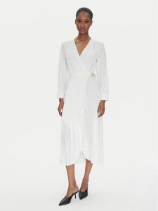 TWINSET Sukienka koktajlowa 251TP2420 Écru Loose Fit. Sukienki Twinset, bez wzorów, z syntetyku, wizytowe, bez kołnierzyka, bez ramiączek. Za 629,00 zł.