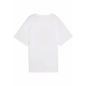 Damska koszulka GRAPHICS Relaxed Fruity PUMA White. Białe bluzki Puma, s, bez wzorów, z gumy, sportowe, bez kołnierzyka, bez ramiączek. W wyprzedaży za 104,00 zł.
