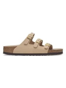 Birkenstock Skórzane klapki "Florida" w kolorze beżowym rozmiar: 38. Brązowe klapki Birkenstock, bez wzorów, z otwartym noskiem, bez obcasa. Za 465,55 zł.