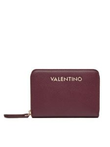 Valentino Portfel Zero Pre VPS7B3137 Bordowy. Czerwone portfele Valentino, bez wzorów, ze skóry. Za 199,99 zł.