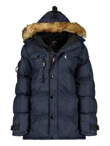 Canadian Peak Kurtka zimowa "Bukka" w kolorze granatowym rozmiar: XXL. Niebieskie kurtki Canadian Peak, na zimę, xxl, z aplikacjami, z puchu, bez kaptura. Za 216,73 zł.