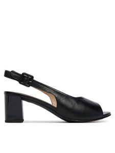 Caprice Sandały 9-28307-46 Czarny. Czarne sandały Caprice, bez wzorów, ze skóry, bez obcasa, na słupku, bez zapięcia. Za 221,99 zł.