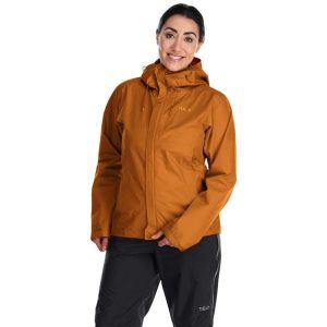 Kurtka przeciwdeszczowa damska Rab Downpour Eco Jacket z kapturem. Żółte kurtki RAB, bez wzorów, z kapturem. Za 475,66 zł.