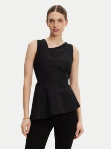 DKNY Bluzka P4JA1Z31 Czarny Regular Fit. Czarne bluzki DKNY, s, bez wzorów, z syntetyku, bez kołnierzyka, bez ramiączek. Za 219,99 zł.