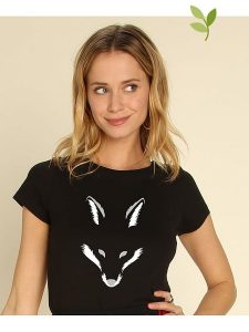 WOOOP Koszulka "Foxy Shape" w kolorze czarnym rozmiar: S. Czarne bluzki Wooop, s, bez wzorów, z bawełny, bez kołnierzyka, bez ramiączek. Za 56,99 zł.