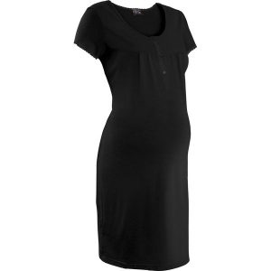 Koszula nocna ciążowa i do karmienia piersią z bawełną organiczną. Szare koszule nocne bonprix, bez wzorów, z bawełny, moda ciążowa, bez ramiączek. Za 67,99 zł.