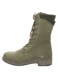 Think! Skórzane kozaki "Cogita" w kolorze khaki rozmiar: 38. Brązowe kozaki Think, na zimę, bez wzorów, bez obcasa, bez zapięcia. Za 528,45 zł.