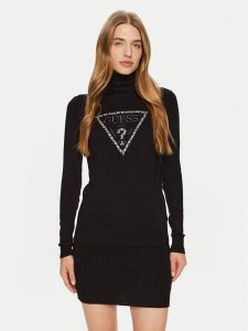 Guess Golf Piper W4BR03 Z2NQ2 Czarny Regular Fit. Czarne golfy Guess, z aplikacjami, z wiskozy. Za 209,99 zł.