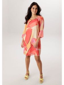 Aniston Sukienka w kolorze beżowo-czerwonym rozmiar: 36. Brązowe sukienki Aniston, bez wzorów, bez kołnierzyka, bez ramiączek, midi. Za 217,99 zł.