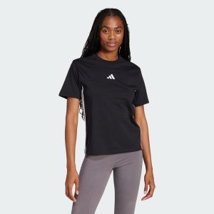 Koszulka Essentials 3-Stripes Cotton. Białe bluzki ADIDAS, xs, bez wzorów, z bawełny, sportowe, bez kołnierzyka, bez ramiączek. W wyprzedaży za 77,40 zł.