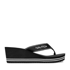 Japonki Nautica. Czarne klapki Nautica, bez wzorów, bez obcasa. Za 99,99 zł.