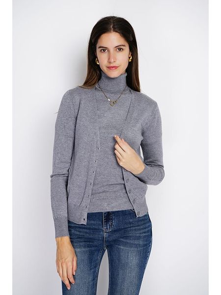 ASSUILI 2-częściowy zestaw w kolorze szarym rozmiar: 44. Szare golfy Assuili, bez wzorów, z kaszmiru. Za 187,96 zł.