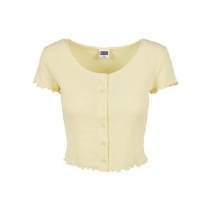 Top Damski / Damski Z Prążkowanymi Guzikami. Białe topy Urban Classics, l, bez wzorów, prążkowane, sportowe, bez kołnierzyka, bez ramiączek. Za 79,99 zł.