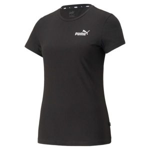 Koszulka fitens damska Puma ESS+ Embroidery Tee. Czarne bluzki Puma, s, bez wzorów, sportowe, bez kołnierzyka, bez ramiączek. W wyprzedaży za 101,65 zł.