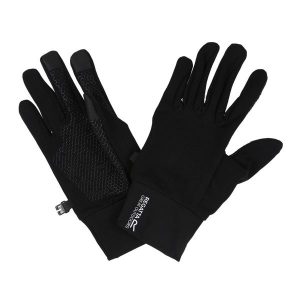 Rękawice Dotykowe Unisex Dla Dorosłych TouchTip Stretch II. Czarne rękawiczki Regatta, bez wzorów. Za 82,99 zł.