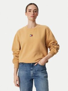 Tommy Jeans Bluza Badge DW0DW23297 Żółty Regular Fit. Żółte bluzy Tommy Jeans, m, bez wzorów, z bawełny, bez kaptura. Za 369,99 zł.