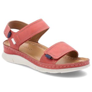 Czerwone Sandały Armodo Stylowe Skórzane Obuwie Damskie. Czerwone sandały Armodo, bez wzorów, bez obcasa, bez zapięcia. Za 269,00 zł.