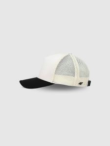 4F Czapka trucker z daszkiem uniseks - biała L/XL. Białe czapki 4f, bez wzorów, z syntetyku, sportowe. W wyprzedaży za 59,99 zł.