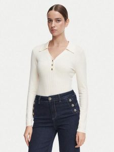 Morgan Sweter 252-MBANOU Kremowy Slim Fit. Białe swetry klasyczne Morgan, xl, z wiskozy, bez kołnierzyka. Za 189,99 zł.