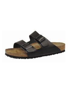 Birkenstock Skórzane klapki "Arizona" w kolorze czarnym rozmiar: 36. Czarne klapki Birkenstock, bez wzorów, bez obcasa. Za 434,85 zł.