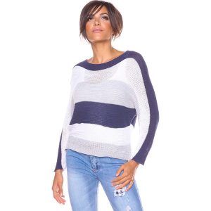 Sweter "Olivia" w kolorze granatowym. Niebieskie swetry klasyczne marki Saint Germain Paris, w paski, z dzianiny. W wyprzedaży za 84,95 zł.