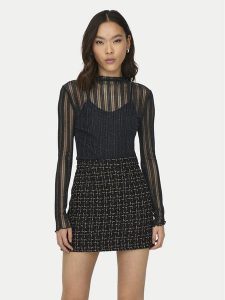 JDY Bluzka Vivy 15301743 Czarny Slim Fit. Czarne bluzki JDY, xs, bez wzorów, z syntetyku, bez kołnierzyka, bez ramiączek. Za 59,99 zł.