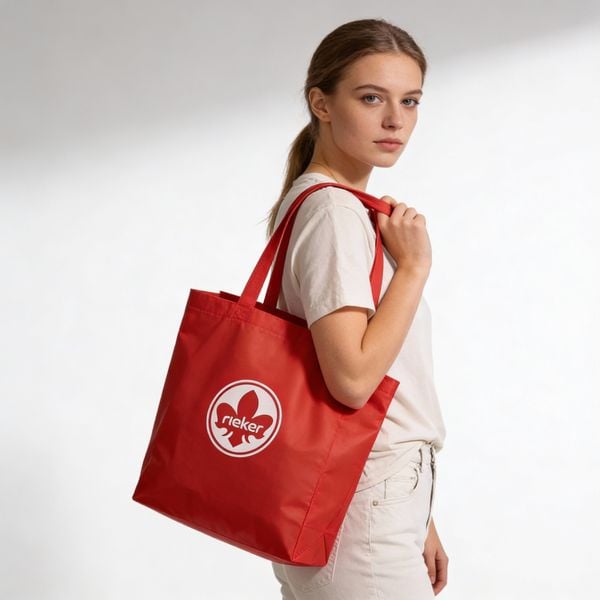 Torba zakupowa damska Rieker, z materiału syntetycznego o prostej otwartej formie z dwoma uchwytami do noszenia w dłoni lub na ramieniu lekka i prakt. Czerwone torebki klasyczne Rieker, bez wzorów, z syntetyku, na ramię, bez dodatków. Za 14,99 zł.