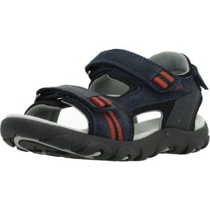 Sandały GEOX JR SANDAL STRADA A Niebieski. Niebieskie sandały Geox, bez wzorów, ze skóry, bez obcasa, bez zapięcia. Za 149,99 zł.