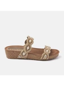 Lazamani Skórzane klapki w kolorze beżowym rozmiar: 37. Brązowe klapki Lazamani, bez wzorów, z otwartym noskiem, bez obcasa. Za 101,23 zł.