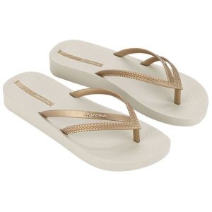 Japonki Ipanema Bossa Soft V Fem 82840-AQ441 złoty. Żółte klapki bez wzorów, z gumy, bez obcasa, na obcasie. Za 147,04 zł.