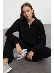 Trendyol 2-częściowy zestaw w kolorze czarnym rozmiar: S. Czarne swetry oversize Trendyol, s, bez wzorów, bez ramiączek. Za 110,04 zł.