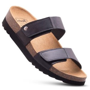 Klapki damskie lifestylowe SCHOLL LUSAKA 2.0 sandały na lato. Czarne klapki Scholl, bez wzorów, bez obcasa. Za 358,30 zł.