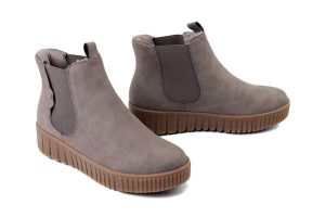 RIEKER Y6150-42 grey, botki damskie. Szare botki Rieker, bez wzorów, bez obcasa, bez zapięcia. Za 295,92 zł.