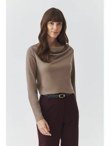 TATUUM Bluzka "Rita" w kolorze szarobrązowym rozmiar: XXL. Brązowe bluzki Tatuum, xxl, bez wzorów, bez kołnierzyka, bez ramiączek. Za 95,69 zł.