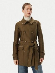 Morgan Trencz 241-GLADIA Khaki Regular Fit. Brązowe płaszcze Morgan, bez wzorów, z bawełny, bez kaptura. Za 644,99 zł.