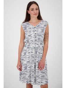 Alife and kickin Sukienka "Scarlett" w kolorze biało-granatowym rozmiar: XS. Białe sukienki Alife and Kickin, xs, bez wzorów, z wiskozy, bez kołnierzyka, bez ramiączek, mini. Za 82,99 zł.