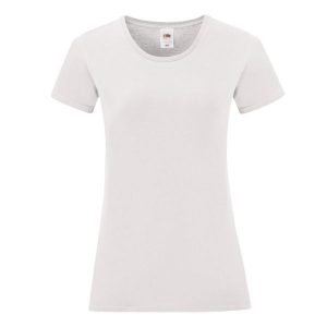Koszulka Damska Iconic Plain T-shirt. Białe bluzki FRUIT OF THE LOOM, xl, bez wzorów, bez kołnierzyka, bez ramiączek. Za 45,99 zł.