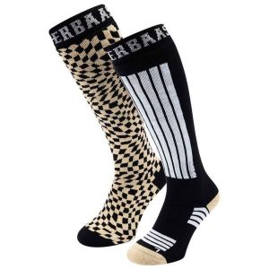 Skarpety narciarskie - 2 pary - Warm Sand. Brązowe skarpetki POEDERBAAS, bez wzorów, z elastanu. Za 177,72 zł.