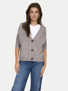 ONLY Kardigan Zoey 15332549 Beżowy Regular Fit. Brązowe kardigany ONLY, z syntetyku. Za 139,99 zł.
