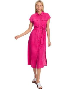 Heine Lniana sukienka w kolorze różowym rozmiar: 50. Różowe sukienki Heine, bez wzorów, z tkaniny, bez kołnierzyka, bez ramiączek, midi. Za 130,81 zł.