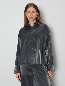 Someday Koszula "Zolda" w kolorze srebrnym rozmiar: 38. Szare koszule someday., bez wzorów, z wiskozy, bez kołnierzyka, bez ramiączek. Za 173,99 zł.