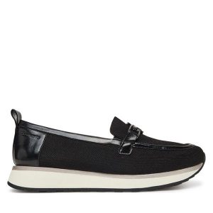 Półbuty Tamaris. Czarne półbuty Tamaris, bez wzorów, bez obcasa, na płaskiej podeszwie, bez zapięcia. Za 239,99 zł.