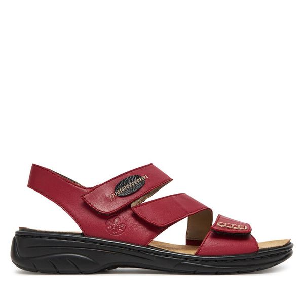 Sandały Rieker. Czerwone sandały Rieker, bez wzorów, bez obcasa, na płaskiej podeszwie, bez zapięcia. Za 319,99 zł.