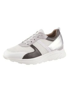 Heine Skórzane sneakersy w kolorze oliwkowo-białym rozmiar: 37. Białe trampki Heine, bez wzorów, ze skóry, bez zapięcia. Za 100,04 zł.