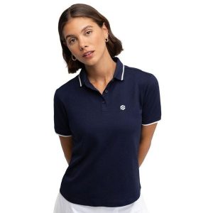 Damska golfowa koszulka polo pique Siroko Valderrama Navy. Niebieskie bluzki SIROKO, bez wzorów, prążkowane, sportowe, bez kołnierzyka, bez ramiączek. W wyprzedaży za 164,00 zł.