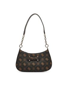 Guess Torebka Carrie Logo HWGP98 98180 Brązowy. Brązowe torebki klasyczne Guess, z aplikacjami, ze skóry, bez dodatków. Za 549,99 zł.