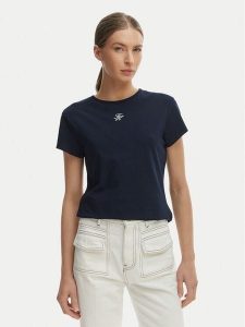 Tommy Hilfiger T-Shirt WW0WW48710 Granatowy Slim Fit. Niebieskie t-shirty TOMMY HILFIGER, xs, bez wzorów, z bawełny, bez kołnierzyka, bez ramiączek. Za 169,99 zł.