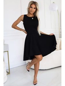 Numoco Sukienka w kolorze czarnym rozmiar: L. Czarne sukienki NUMOCO, l, bez wzorów, bez kołnierzyka, bez ramiączek, mini, rozkloszowane. Za 210,81 zł.
