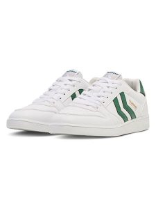 Hummel Sneakersy "Handball Perfekt" w kolorze biało-zielonym rozmiar: 38. Białe trampki Hummel, bez wzorów, z materiału, bez zapięcia. Za 164,02 zł.